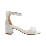 White Patent Banded Block Heels