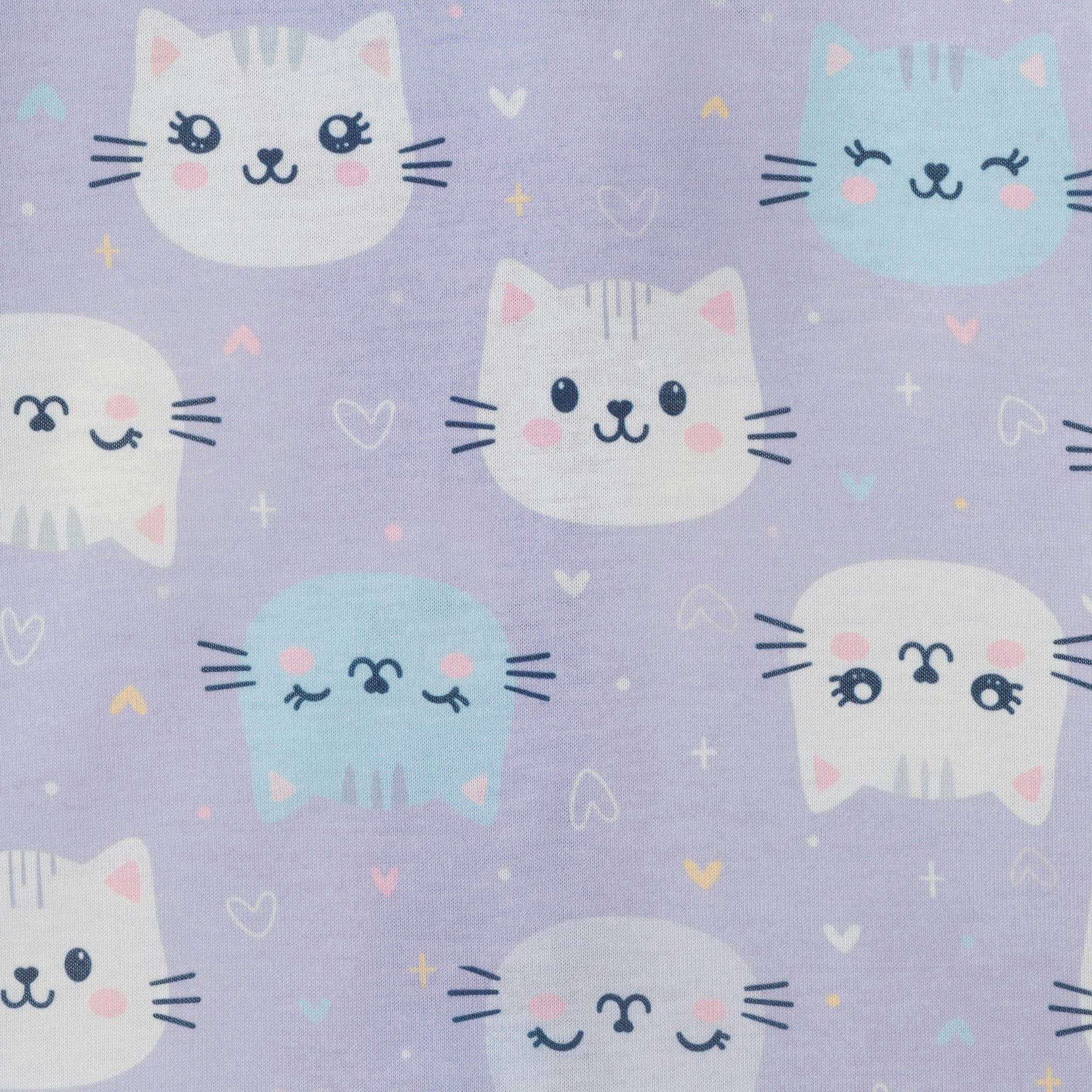 Girls Buttondown Pajama Set | Kitty Cats - Purple