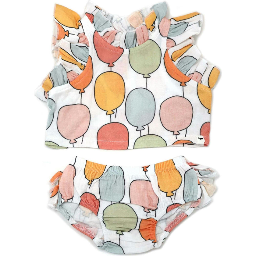 Balloon Print Gauze Lola Top Ruffle Tushie Set