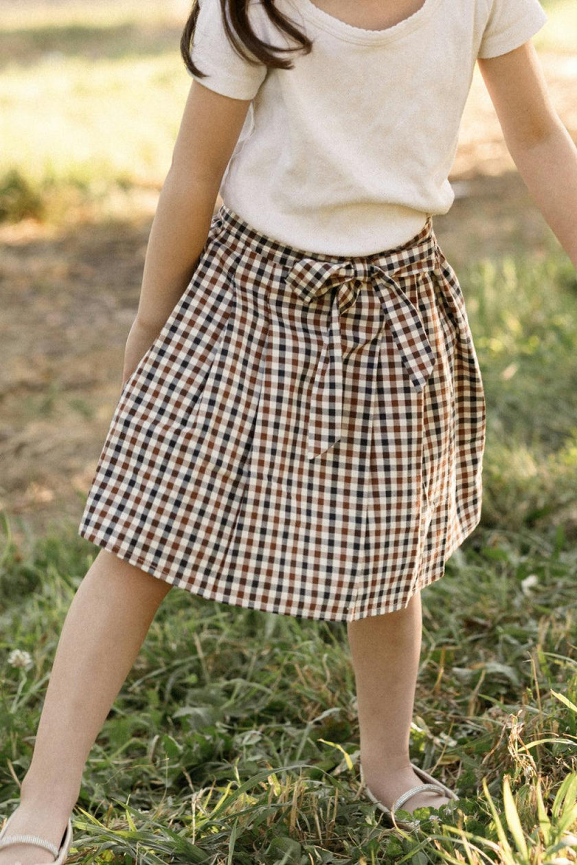 Mini Addison Skort in Chestnut Gingham