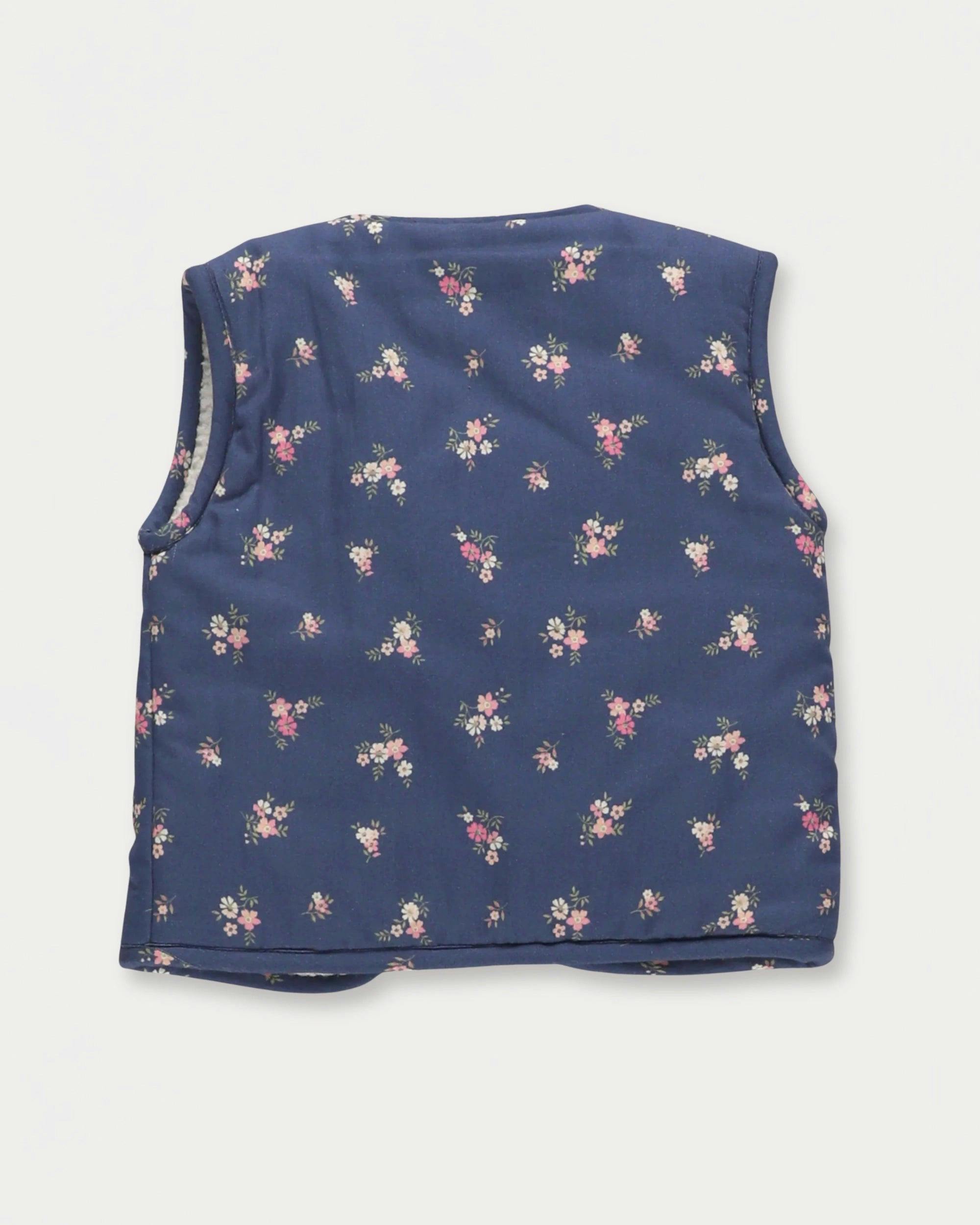 Milly Baby Quilted Gilet - Ditsy Bouquet Navy