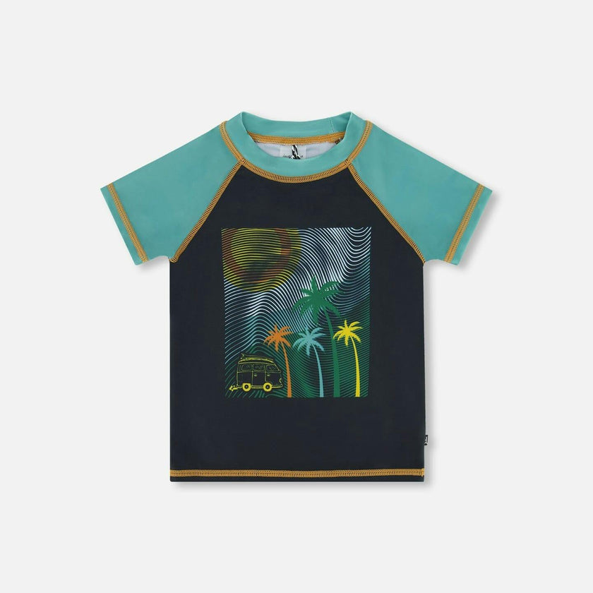 Short Sleeve Rashguard With Print Black