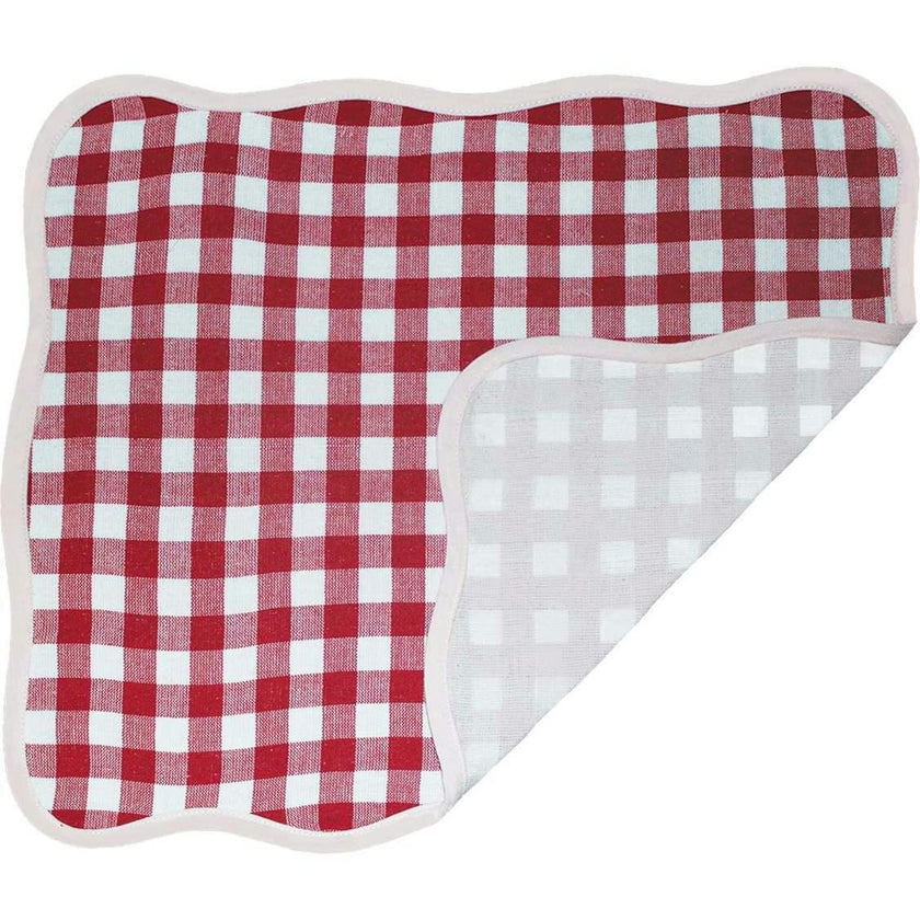 Set of 4 Reversible Gingham Placemats – Red/Blush