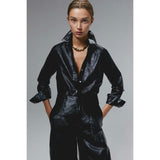 San Marino Metallic Linen Shirt - Silver