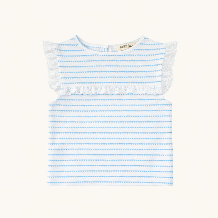 Eyelet Lace Tank in Blue Heart Stripe
