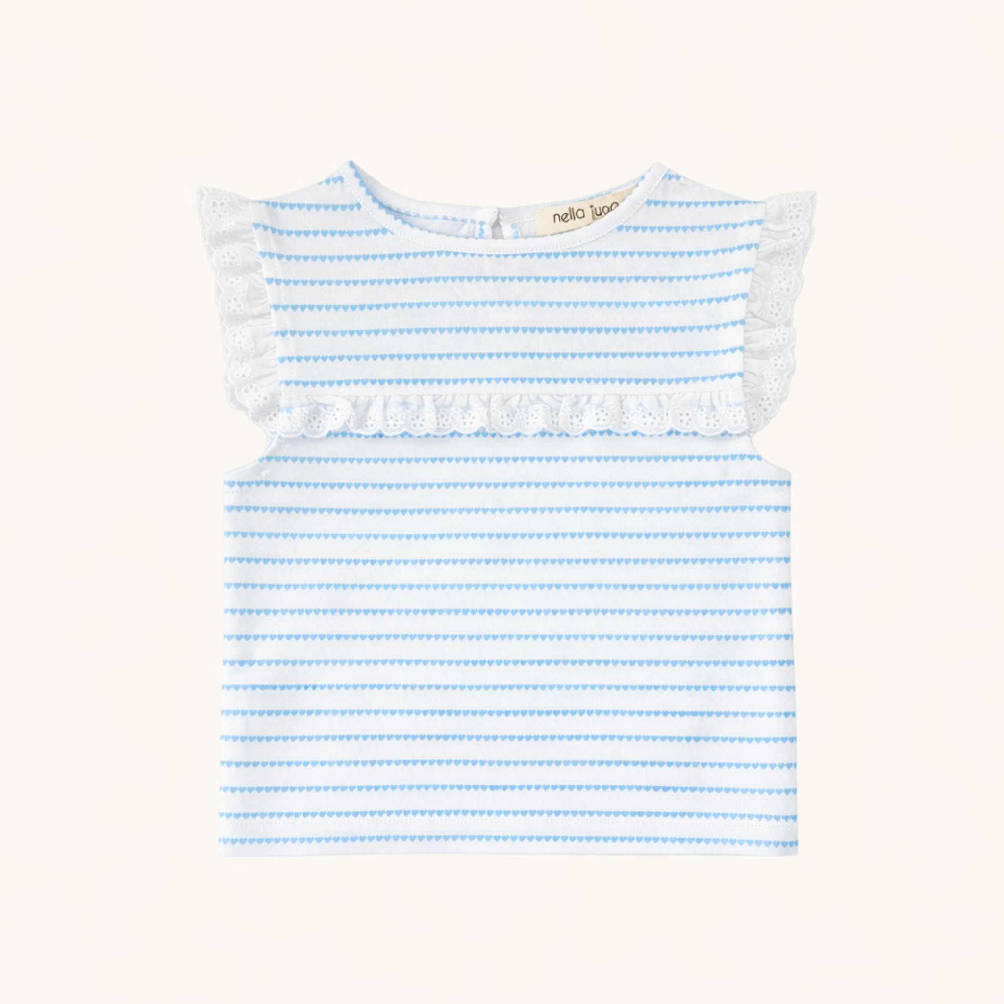 Eyelet Lace Tank in Blue Heart Stripe