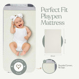 Sleepah Pack and Play Mattress Foam Pad 38 x 26 x 1.5 for Playpen, Portable Playyard Mattress waterproof Washable & Removable Cover Breathable Mattress Topper