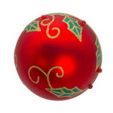 Kurt Adler 80MM Glass Red Berry and Holly Leaves 6-Piece Ball Ornament Set