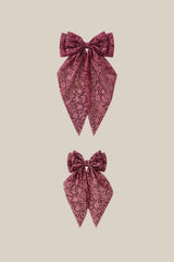 Hair Bows in Garnet Merry Ditsy