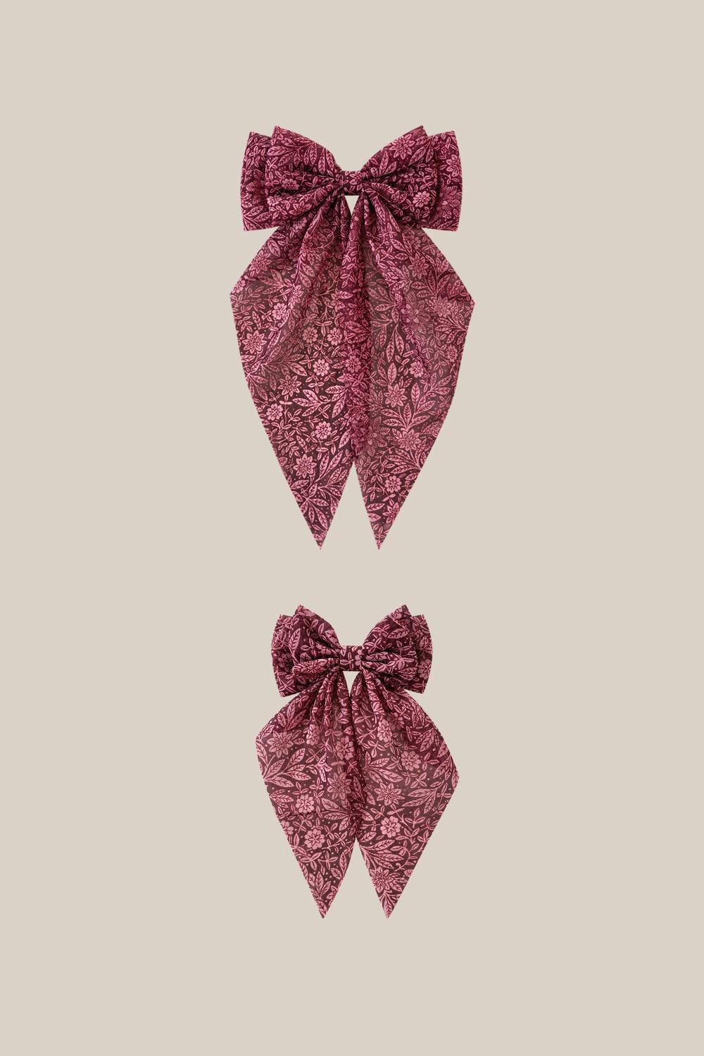 Hair Bows in Garnet Merry Ditsy