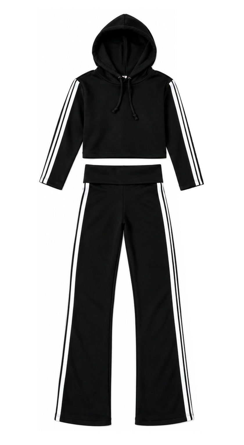 Girls Stripe Side Hoodie and Pants Set