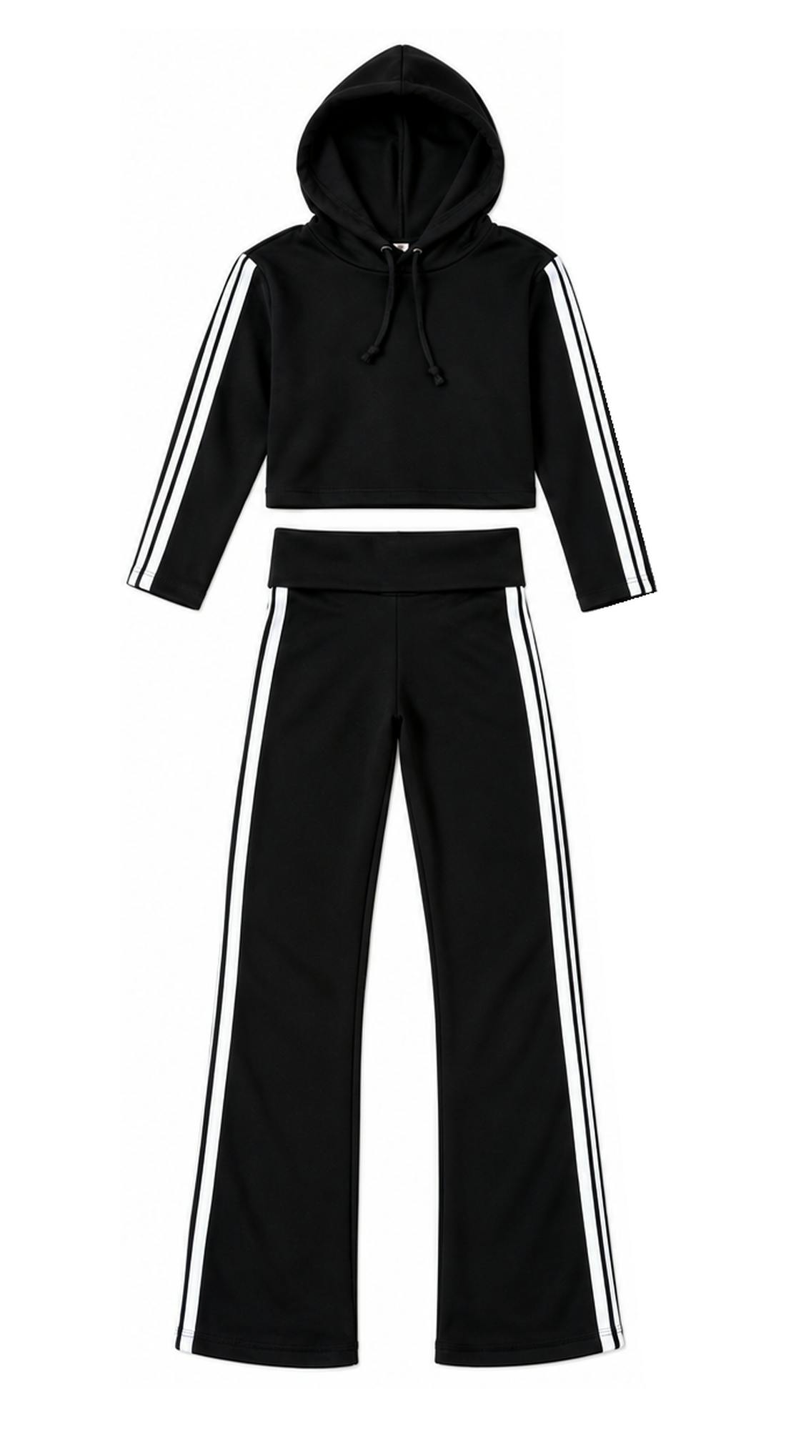 Girls Stripe Side Hoodie and Pants Set