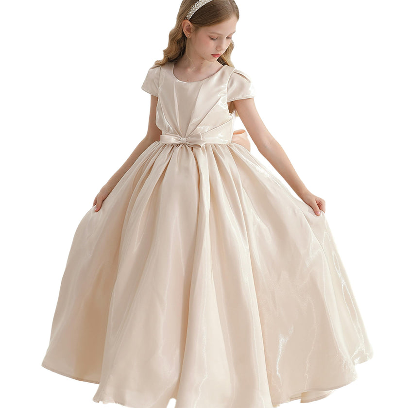Champagne Bow Long Brea Dress