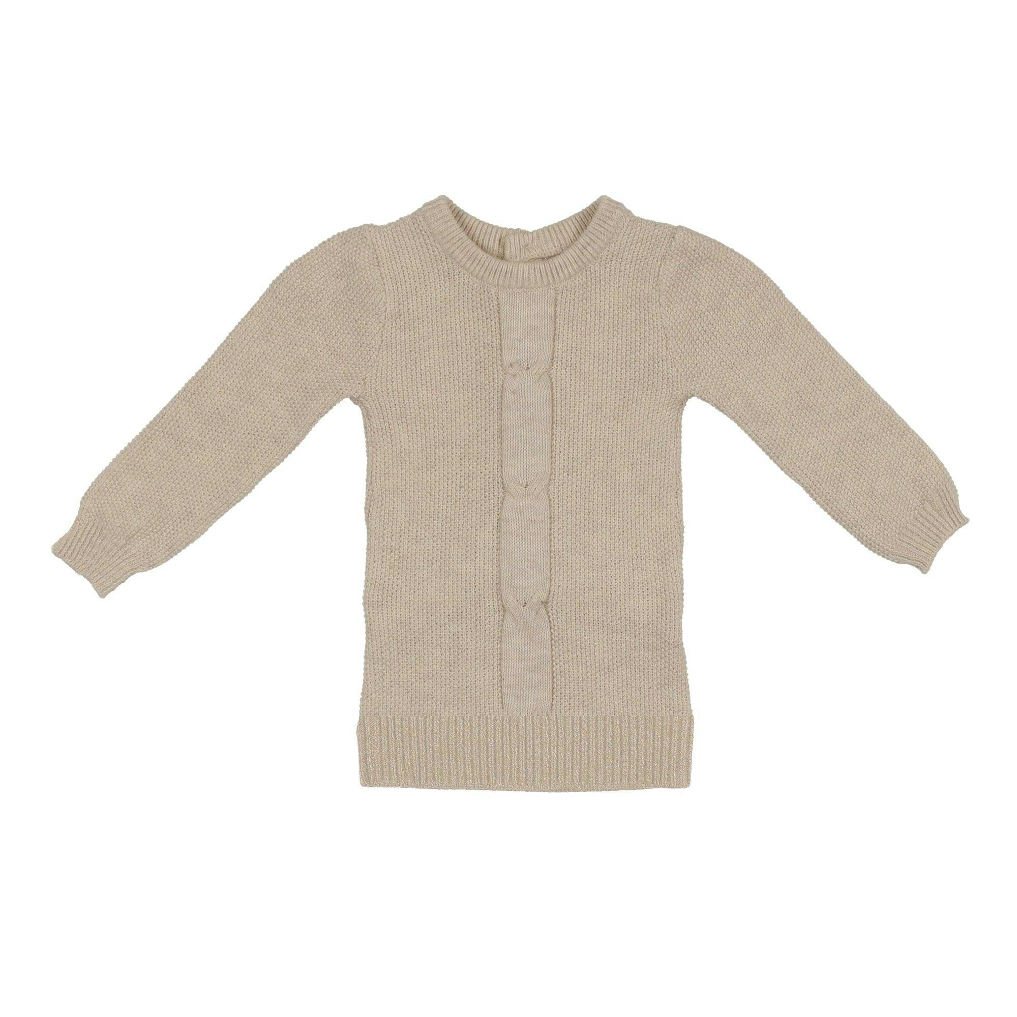 Braided Rope Knit Long Puff Sleeve Sweater