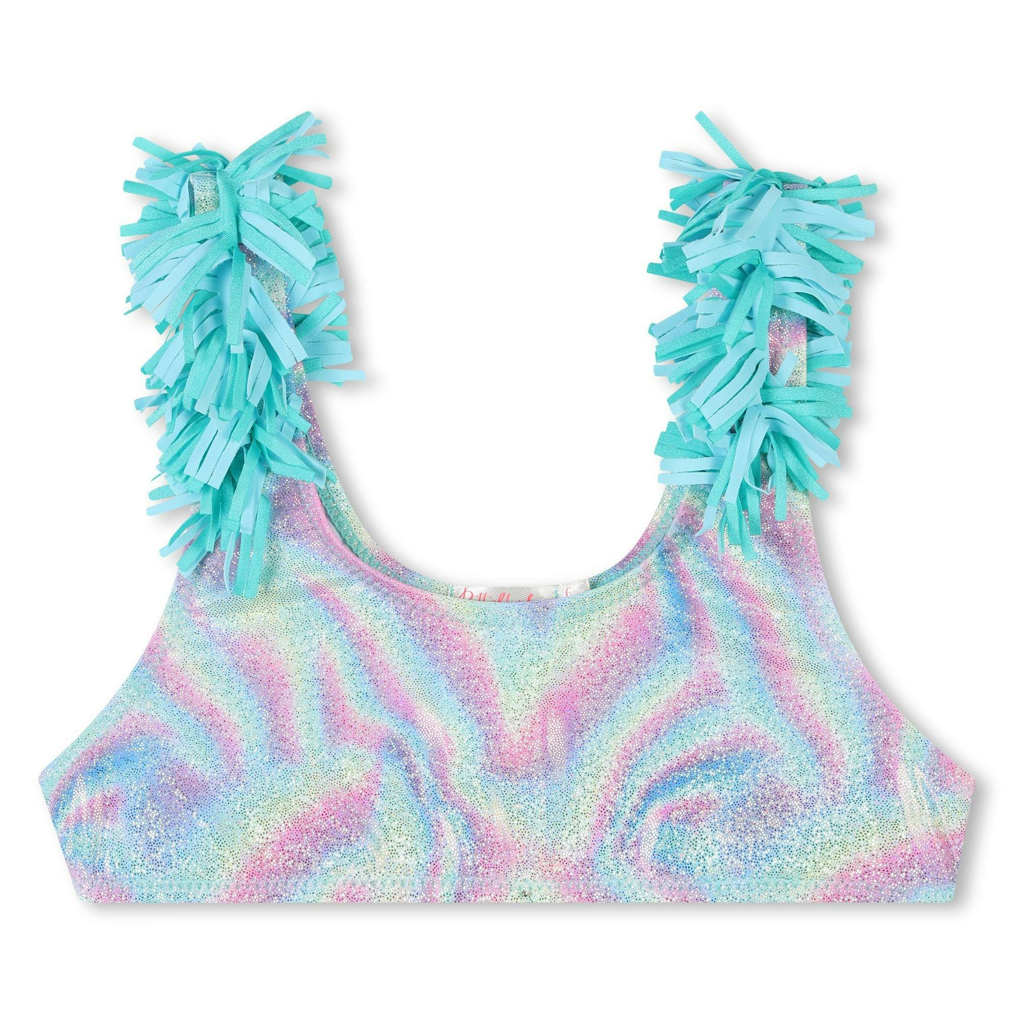 Blue Beach Glass Ruffle Trim Bikini