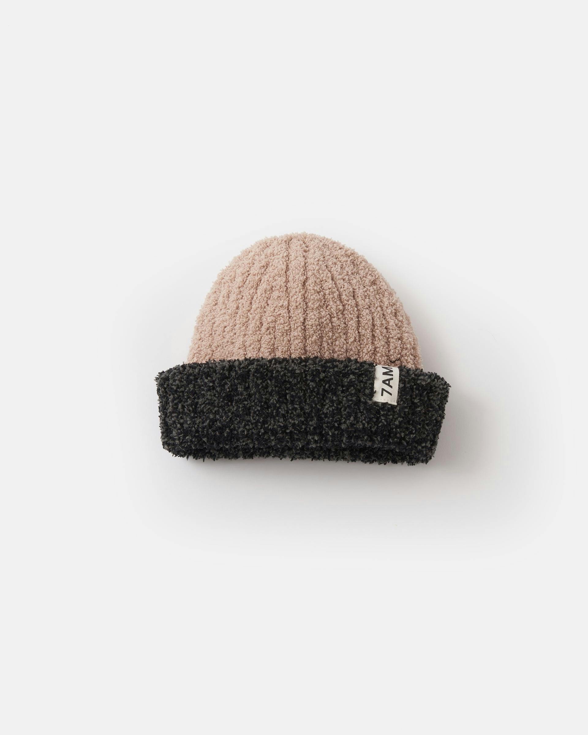 2-Tone Ribbed Beanie - Fuzzy