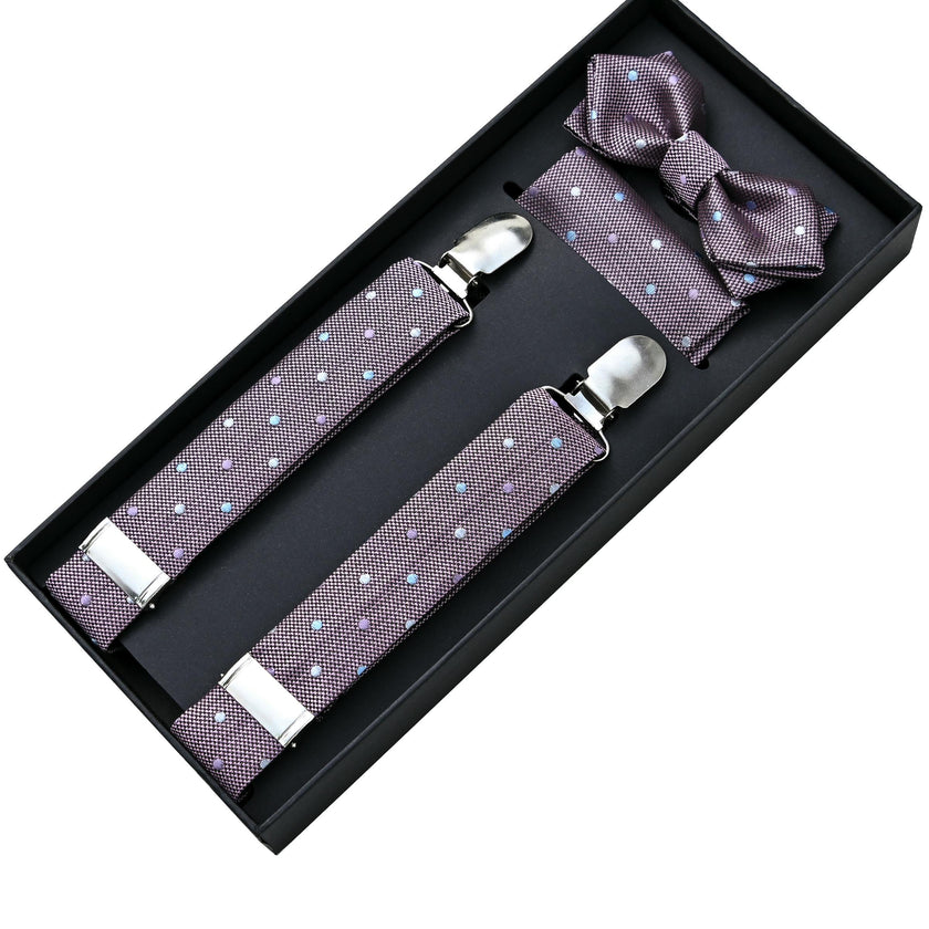 Purple Dotted Suspenders Set
