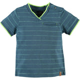 Striped V-Neck Front Pocket T-Shirt