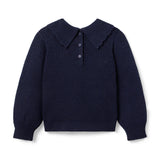 The Bow Collar Ribbed Sweater, navy blue