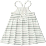 Organic Tie-Back Strap Dress - Fog Stripes