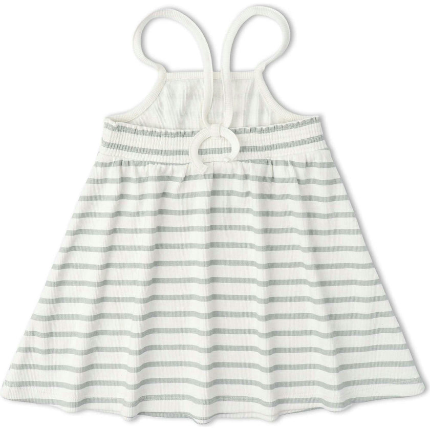 Organic Tie-Back Strap Dress - Fog Stripes