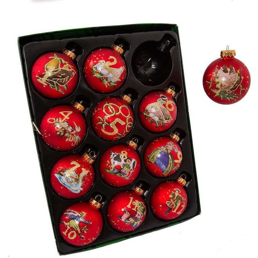 12 Days of Christmas Decorative Glass Ornaments