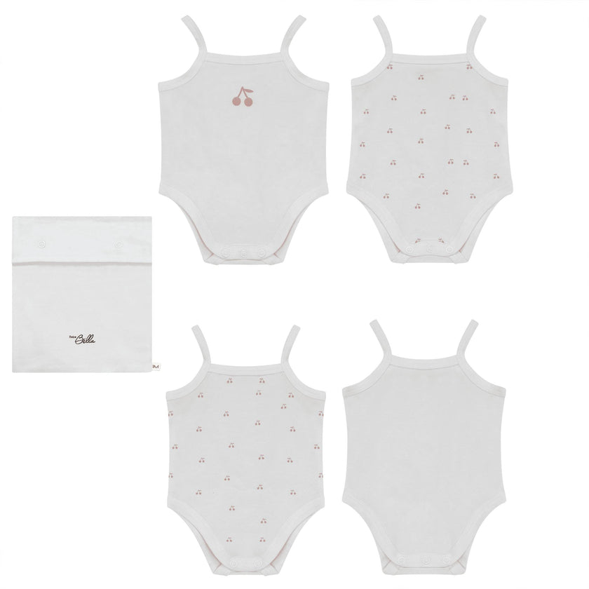 Cherry Print Onesie Set White/Blue