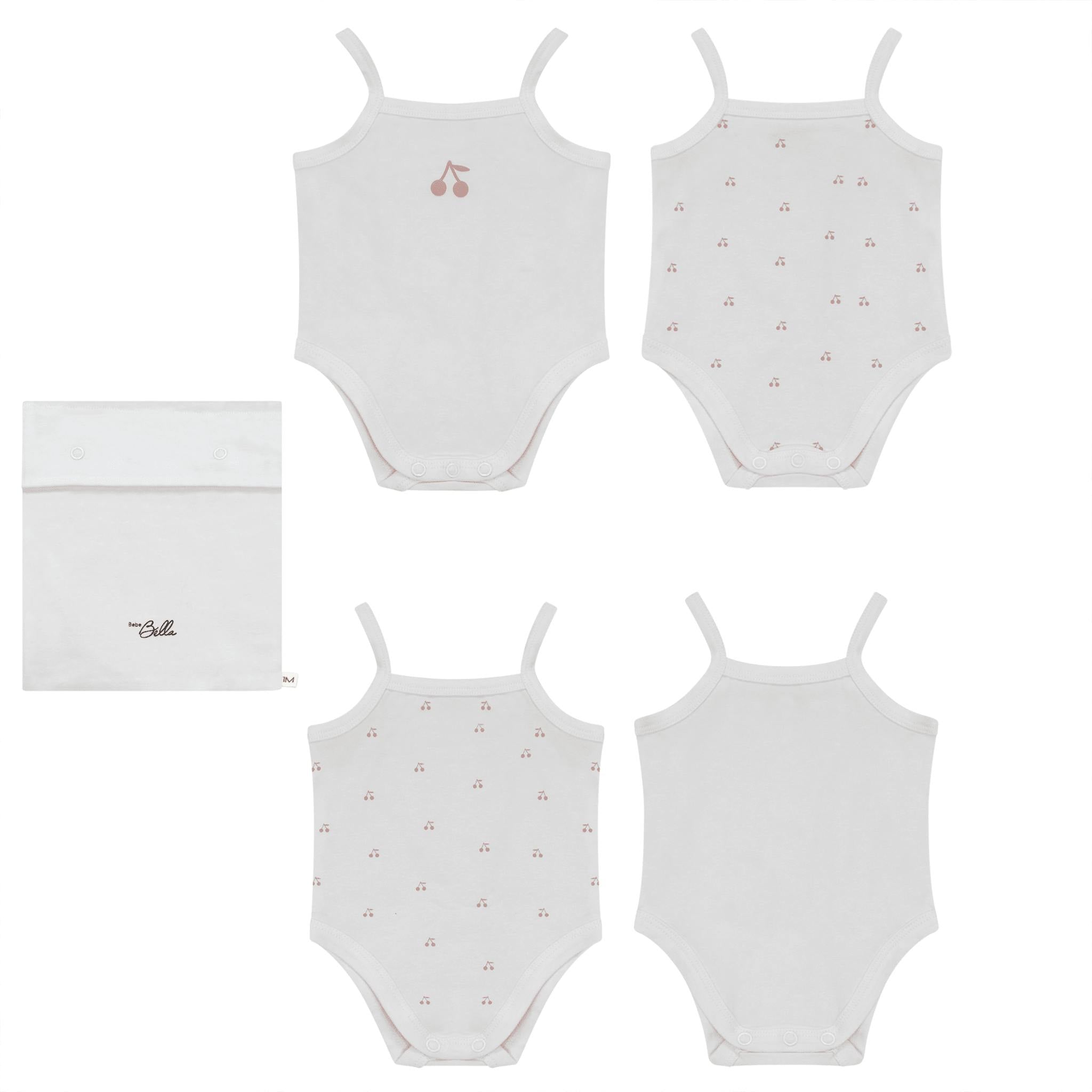 Cherry Print Onesie Set White/Blue