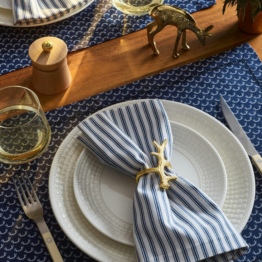 Signature Navy French Ticking Table Linen
