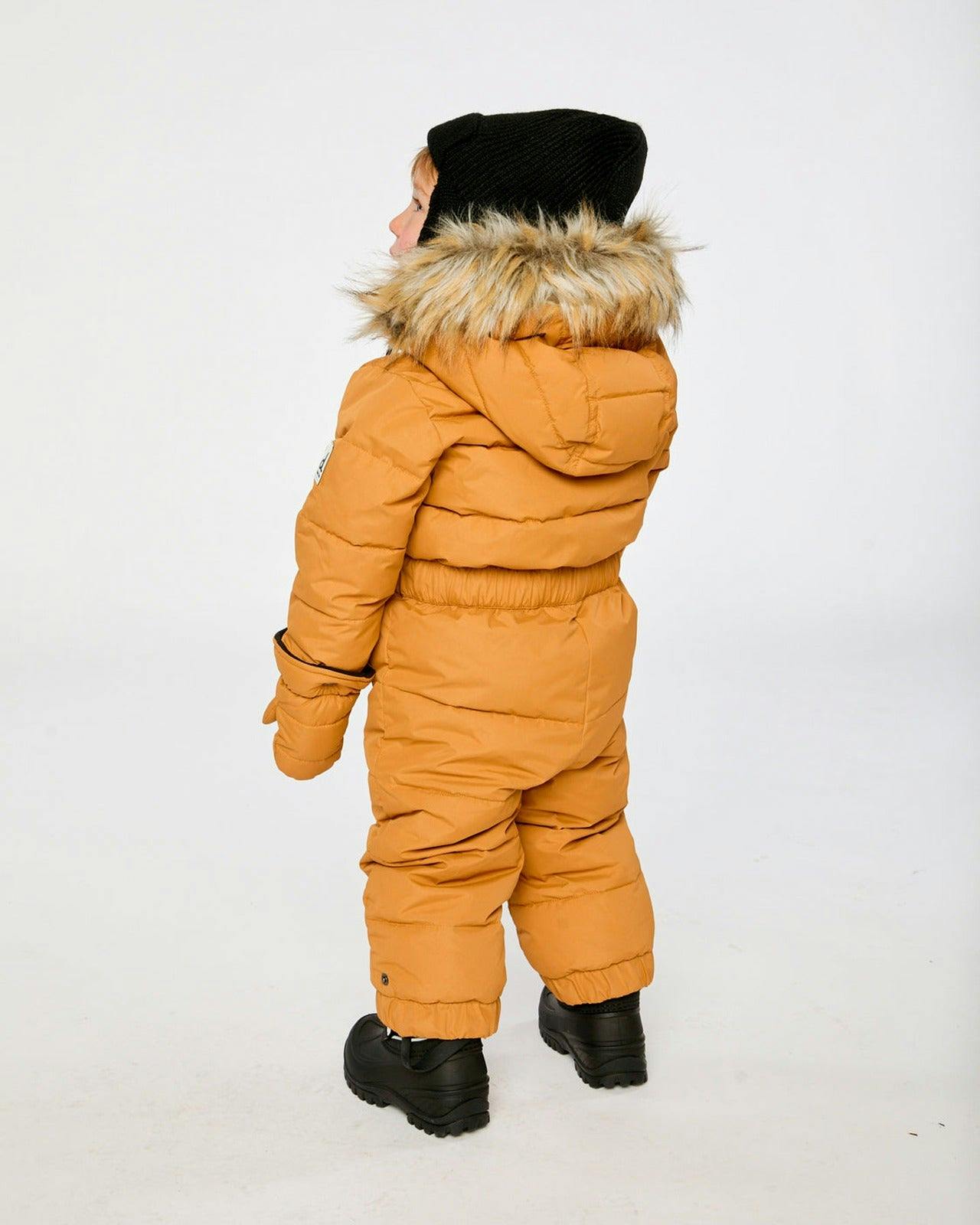 Baby Original One Piece Puffy Snowsuit With Removable Mittens And Boots Brown Sugar