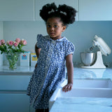 Blue Floral Button-Front Dress