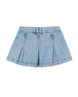 Blue Denim Pleated Skirt