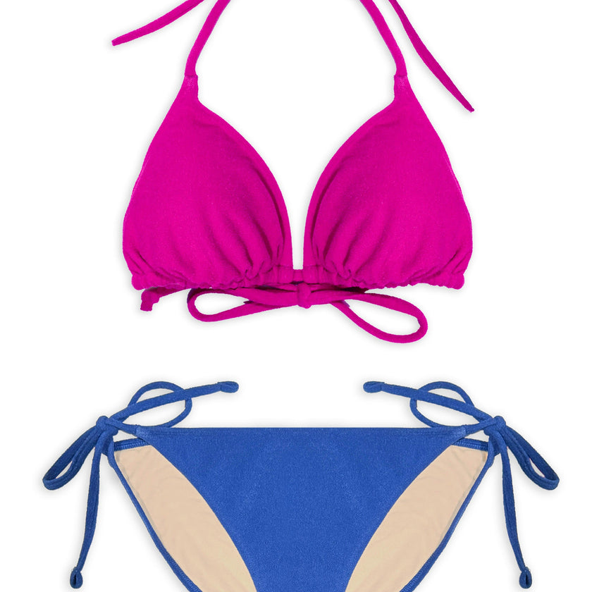 Mix&Match Two-Piece Swimsuit, Mini Triangle & Shorty - Terry Pink & Blue