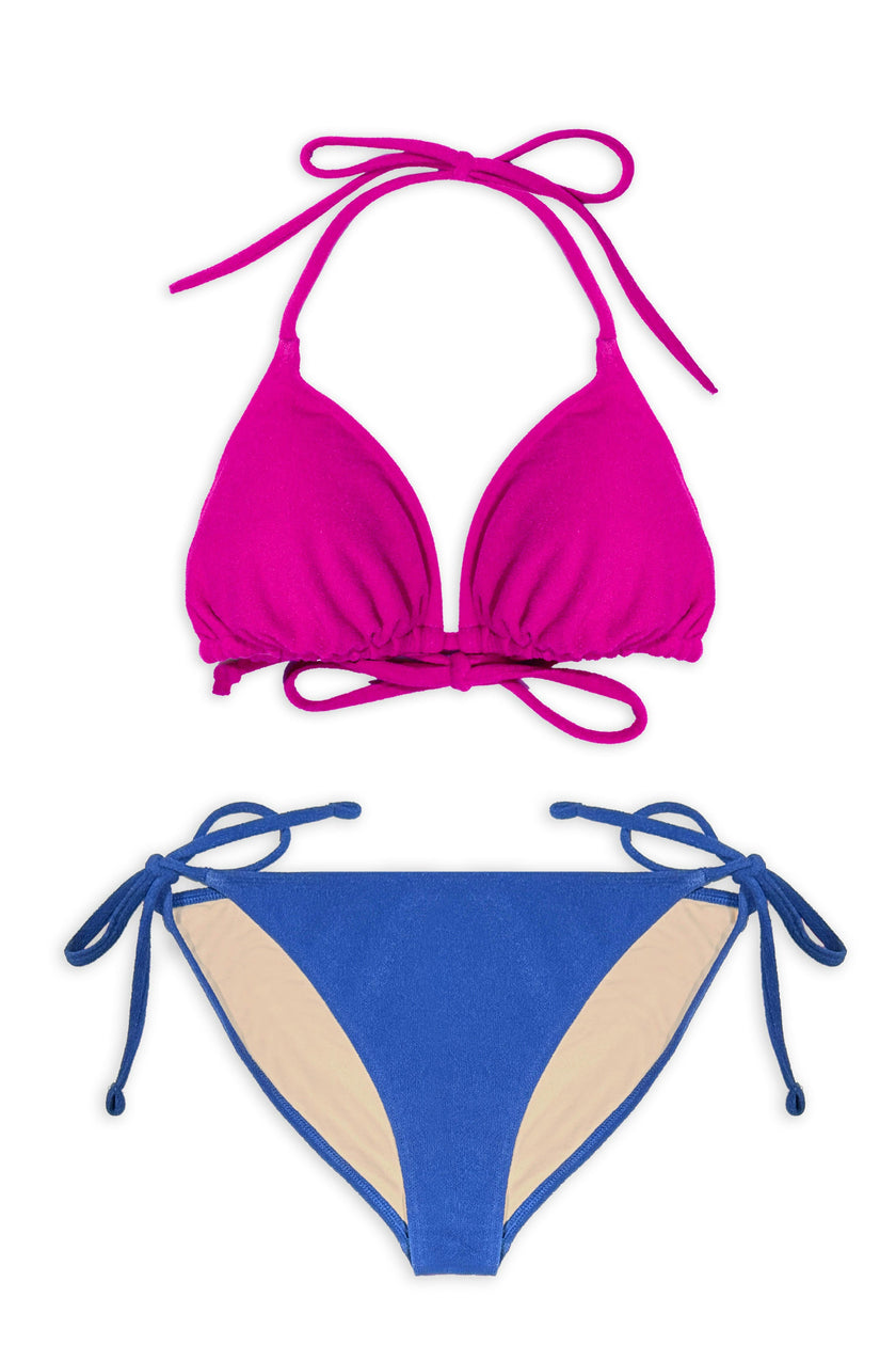 Mix&Match Two-Piece Swimsuit, Mini Triangle & Shorty - Terry Pink & Blue