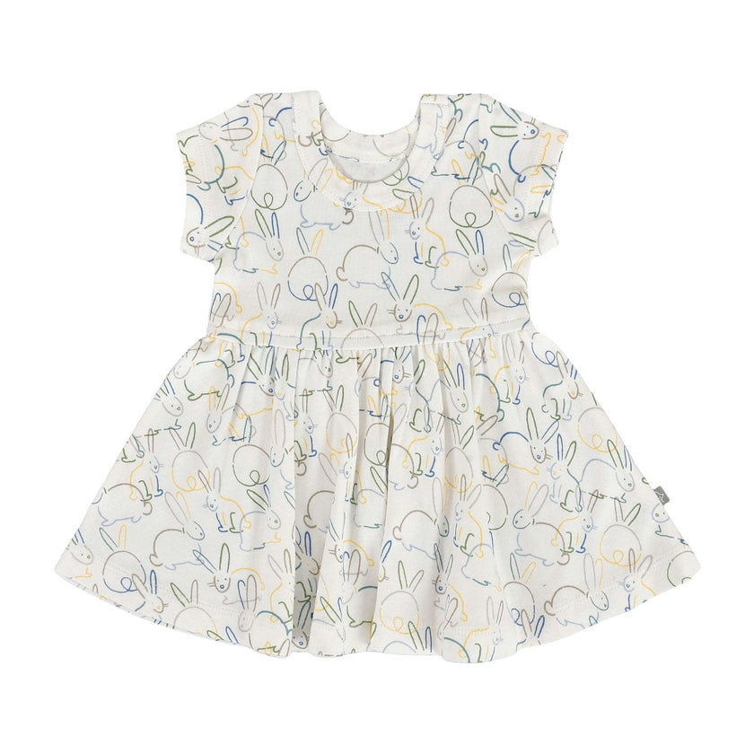 short sleeve twirl dress | bunnies