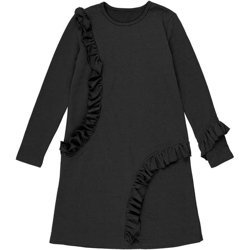 Ruffle Neck Long Sleeve Dress