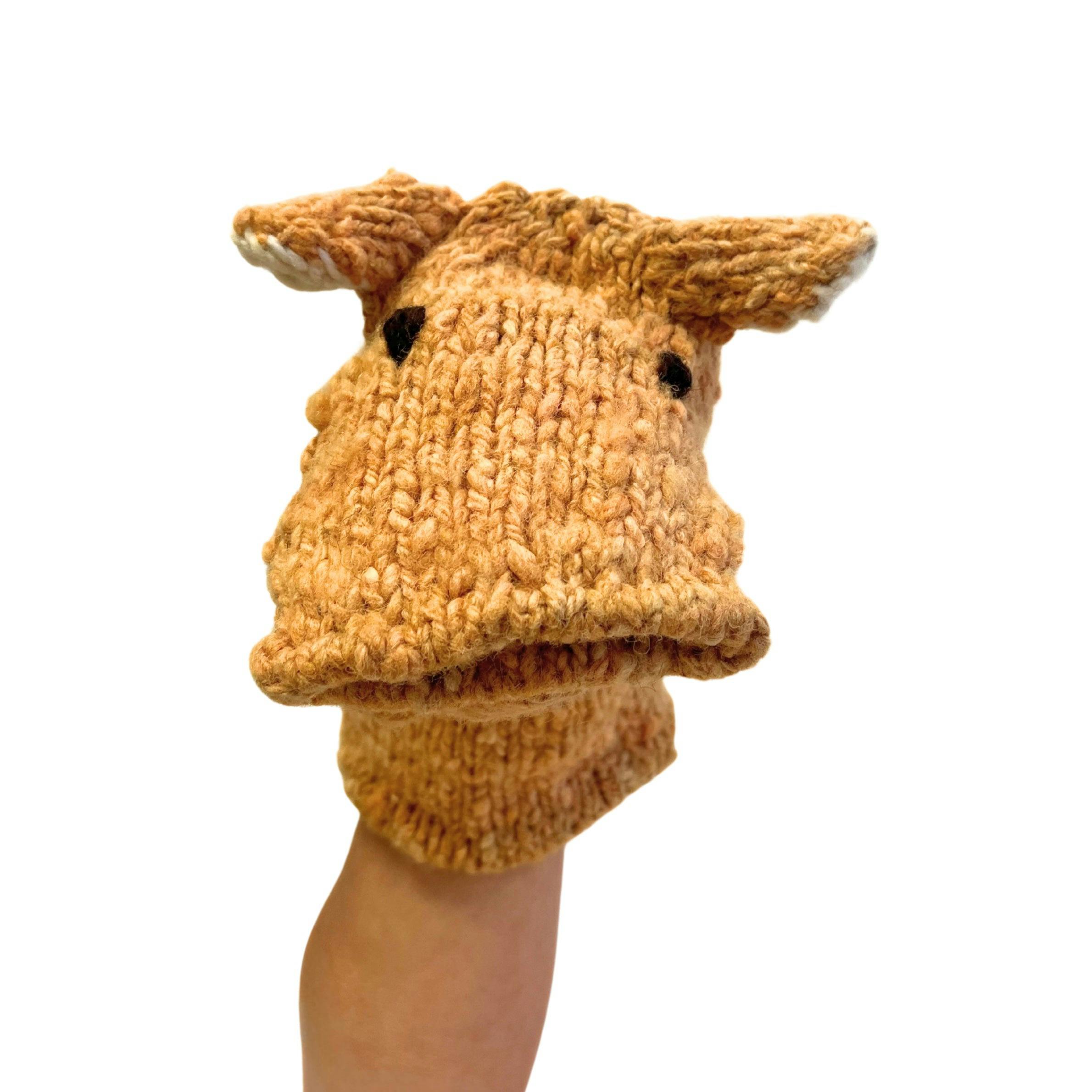 Organic Wool Knit Hand Puppet  | Poe the Pig