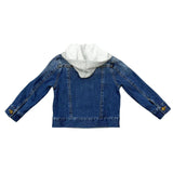 Boys Hooded Denim Jacket in Dark Blue Wash