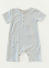 Walker Terry Romper - Blue & White Stripe