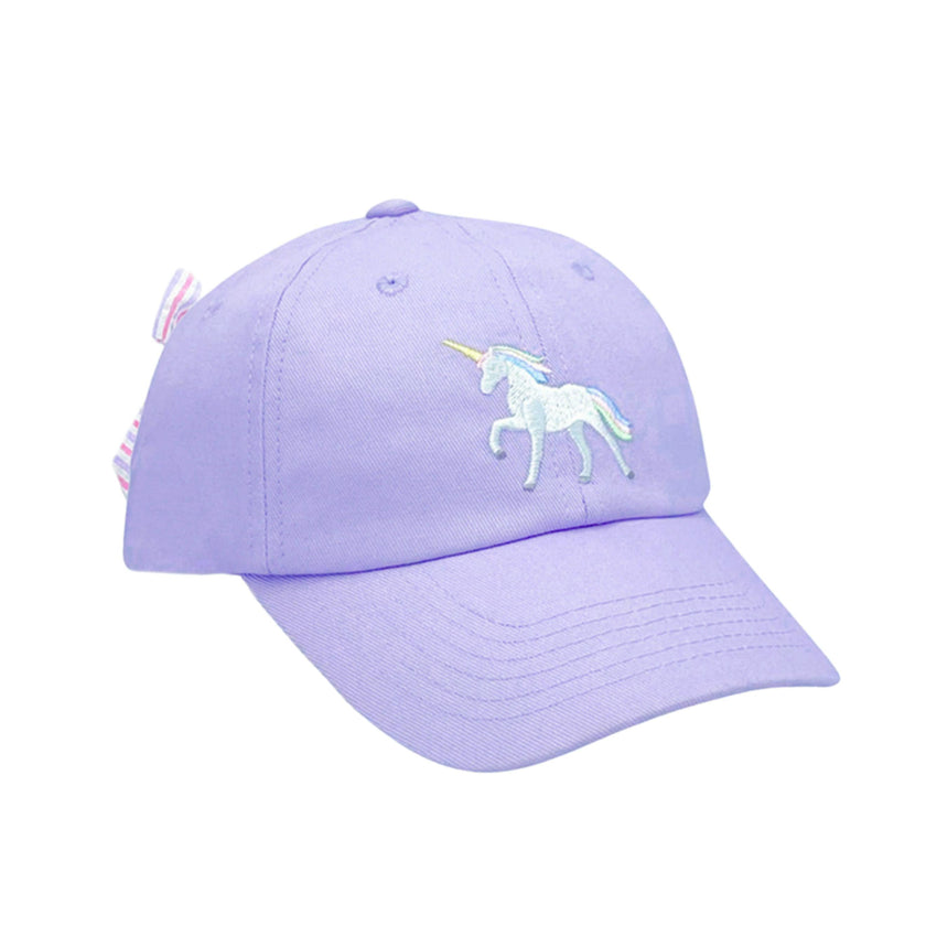Rainbow Unicorn Bow Baseball Hat (Baby/Toddler, Youth)