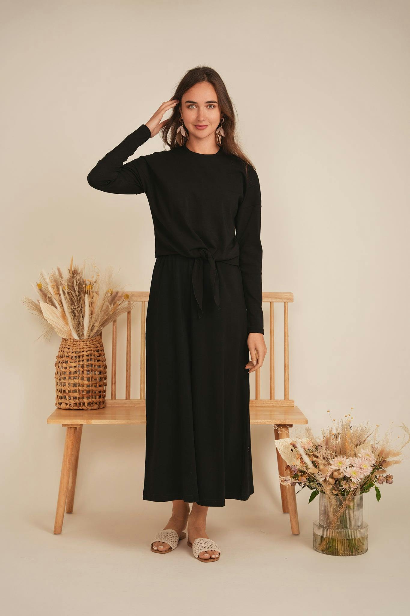 A Line Crew Neck Maxi Jumper Dress