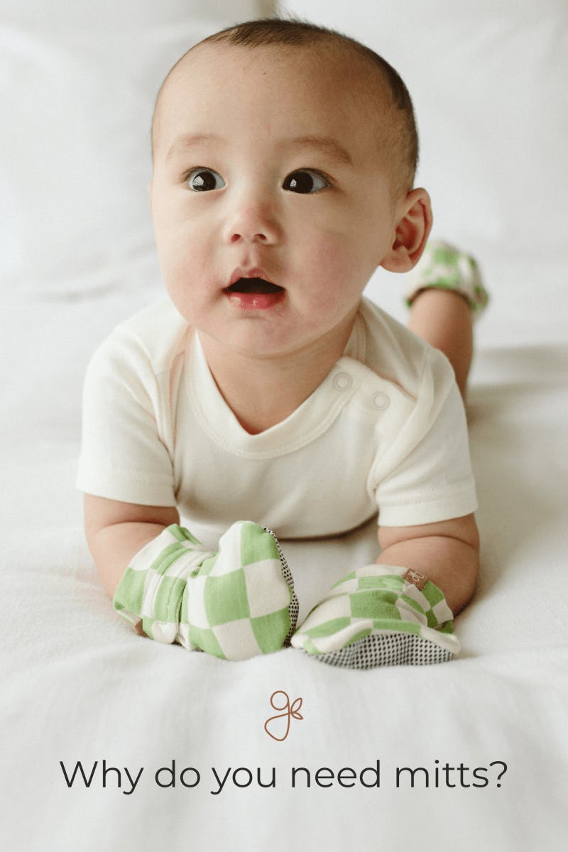 STAY ON MITTS | ARTICHOKE — Bamboo Organic Cotton Blend, 0–6M