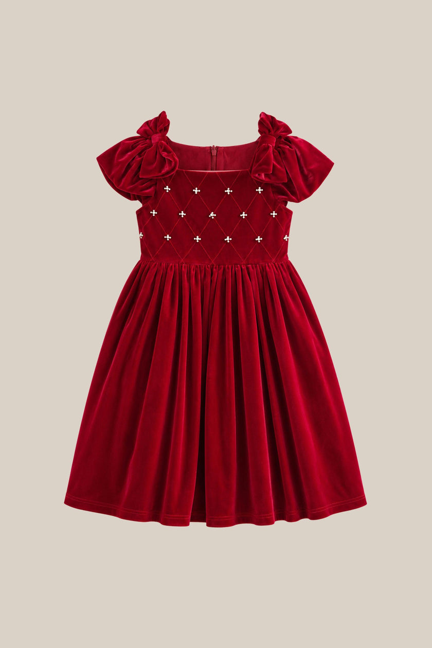 Mini Tiara Dress in Poinsettia Velvet