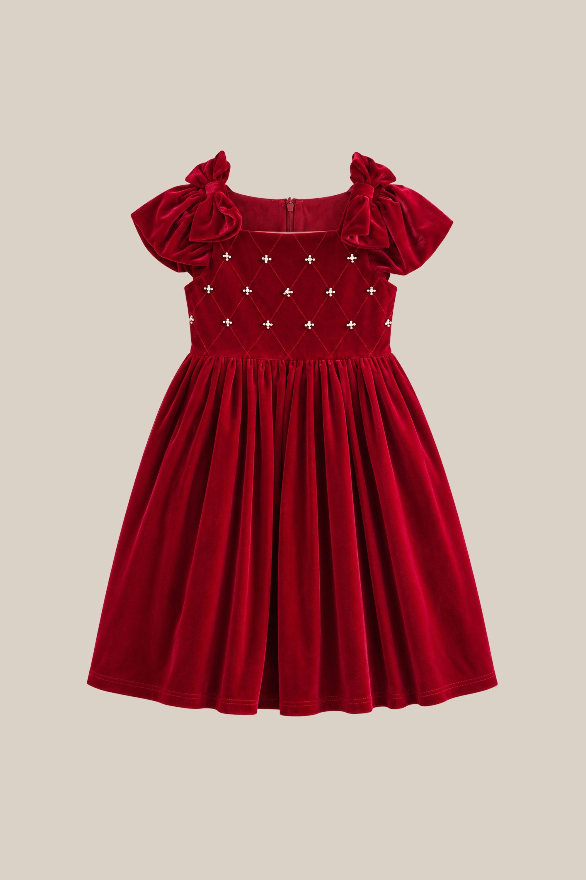 Mini Tiara Dress in Poinsettia Velvet