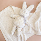 Pique Blanket and Charlie Bunny Plush Toy Set - Cream
