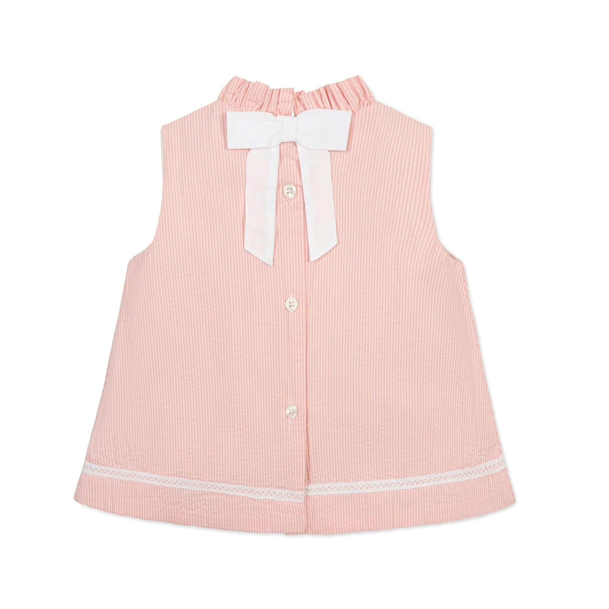 Organic Ruffle Neck Seersucker Top
