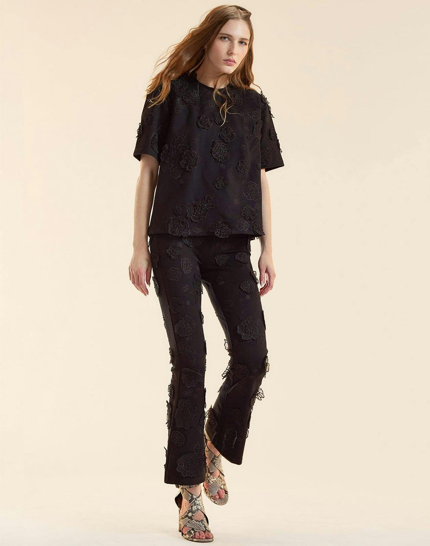 Embroidered Floral Applique Top