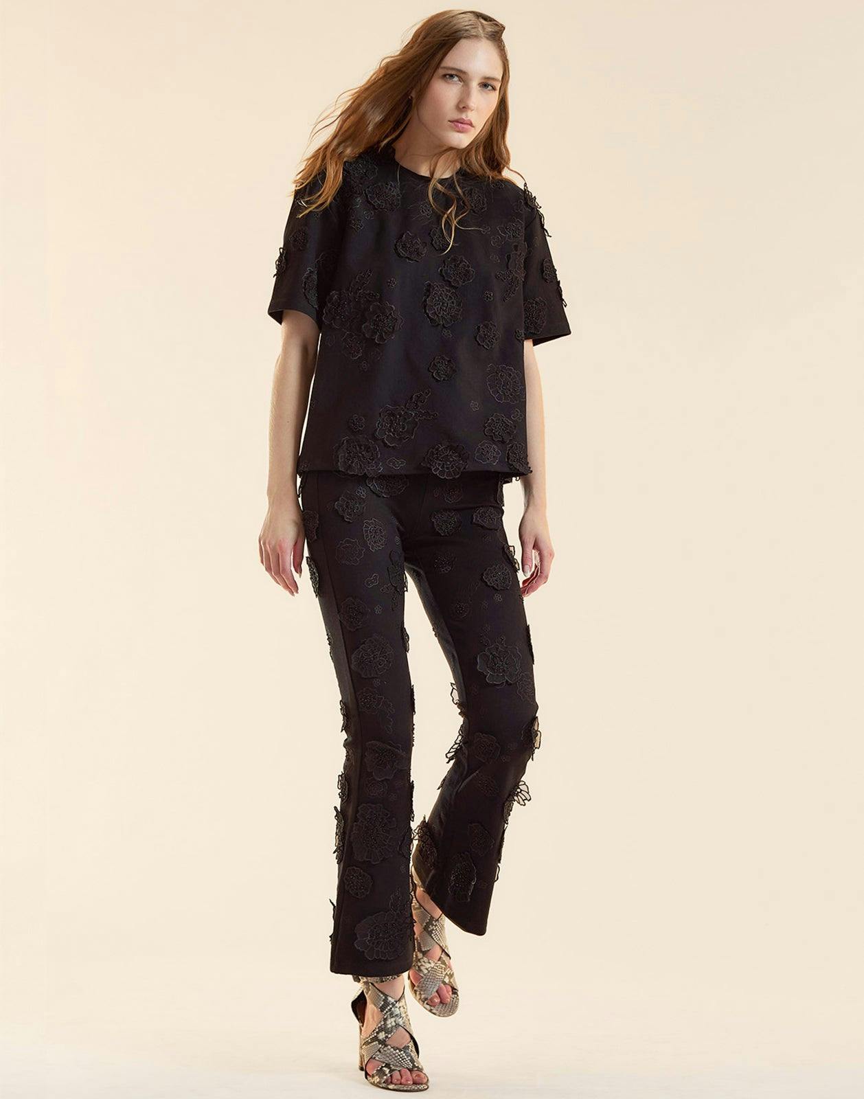 Embroidered Floral Applique Top