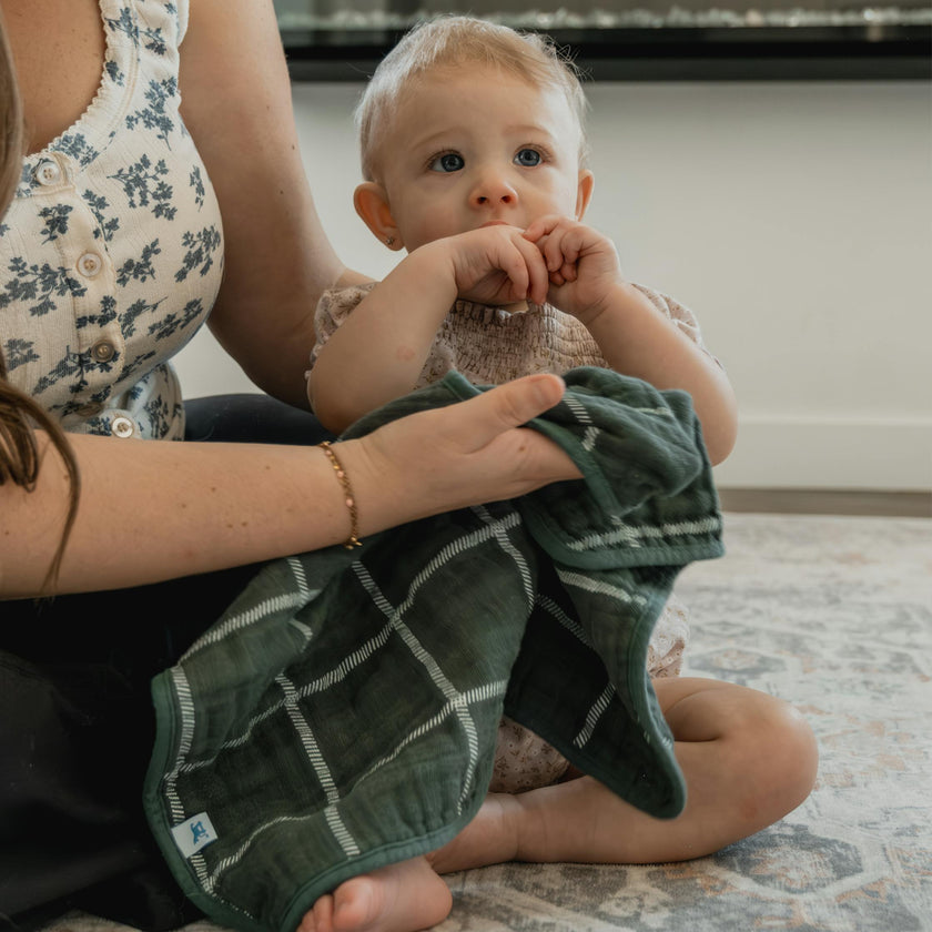 Cotton Muslin Burp Cloth 2 Pack - Evergreen Plaid