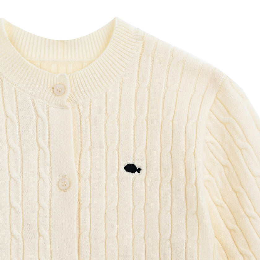 Beige Cable Knit Cardigan